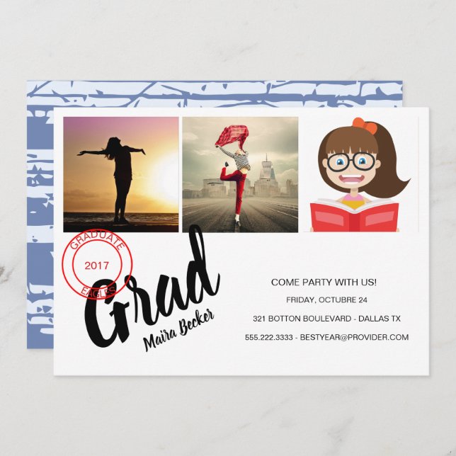 Convite Venha festejar conosco! (Frente/Verso)