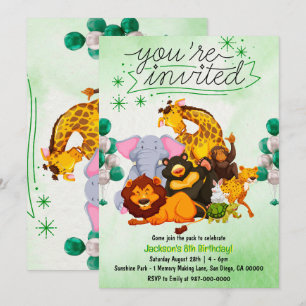 Convite Venha Junte-se ao Safari de Animais do Bando 