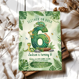 Convite Venha Rastejando Para a Festa de 6 Anos no Jungle