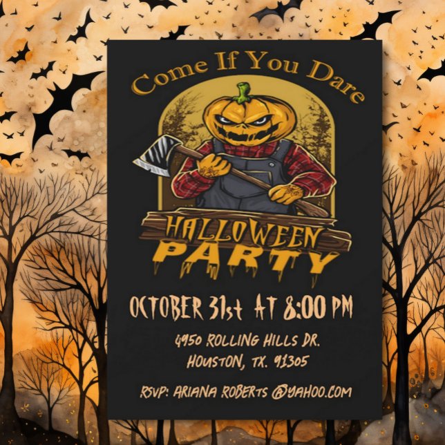 Convite Venha Se Atreves A Mau Pumpkin No Dia Das Bruxas (Criador carregado)