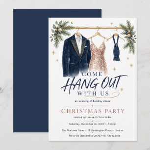 Convite Venha se divertir na festa formal de Natal azul ma