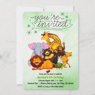 Convite Venha Se Juntar à Festa de Animais do Safari