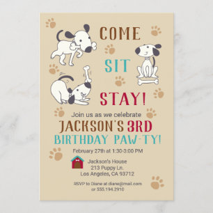 Convite Venha, Sente-Se, Festa de aniversário De Cachorro
