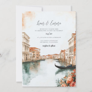 Convite Venice Itália Watercolor Wedding