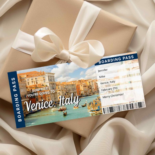 Convite Venice Italy Trip Surprise Boarding Pass Card (Venice Italy Trip Surprise Boarding Pass Card)