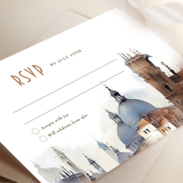 Convite Venice Wedding RSVP Card Basilica della Salute (Criador carregado)