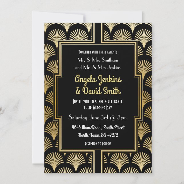 Convite Ventilador Dourado de Arte Negra de 1920 (Frente)