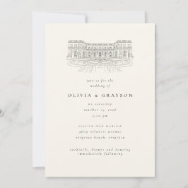 Convite Venue Illustration Old Money Aesthetic, Wedding 