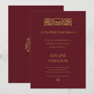 Convite VerAlion | Burgundy & Gold Elegante Noiva Solteira