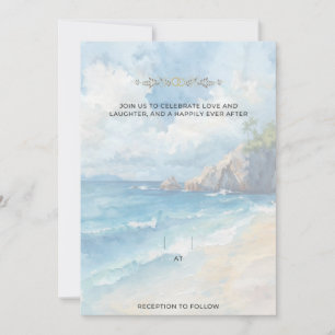 Convite Verão Azul Bonito Casamento à Beira-Mar