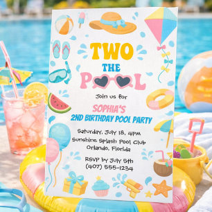 Convite Verão Dois à Menina da Festa na Piscina 2º Anivers