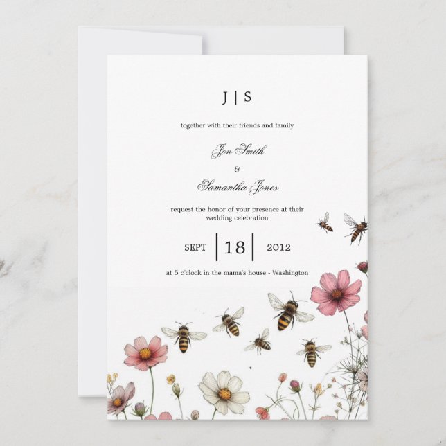 Convite verão floral colorido (Frente)