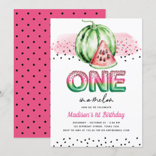 Convite Verão Foil Balão Letra Melon Primeiro Aniversár