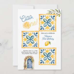 Convite Verão Italiano Aniversário de 1 ano Lemon Ciao One