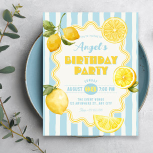Convite Verão limão fresco de aniversário