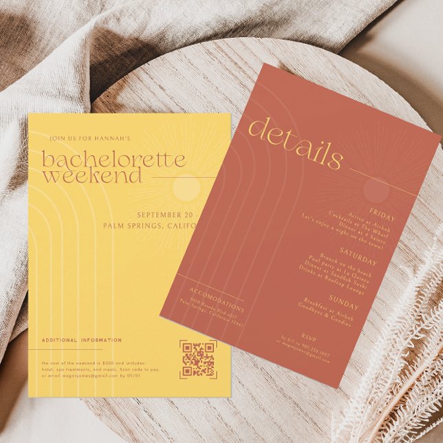 Convite Verão Mínimo Moderno | Fim de Semana de Bacheloret (Criador carregado)