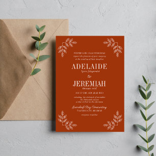 Convite Verdadeira Simplicidade 6 Rust Floral Casamento
