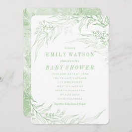 Convite Verdadeiro Romance Green Floral Frame Chá de frald