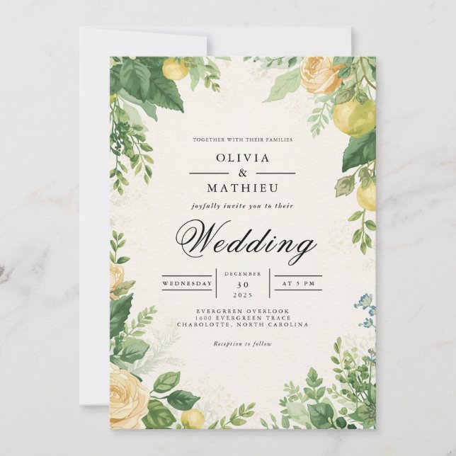 Convite Verdant Citrus Archway Wedding (Frente)