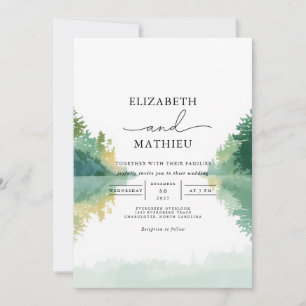Convite Verdant Forest Lake Wedding