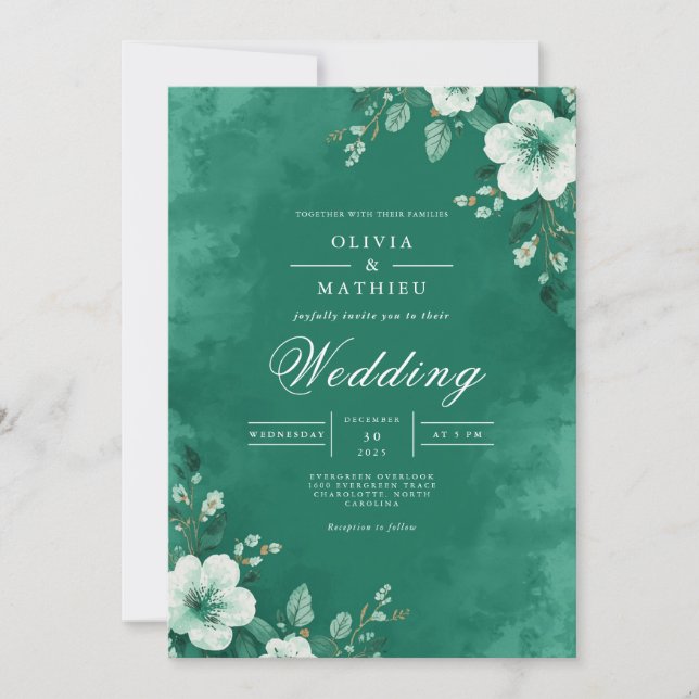 Convite Verdant Watercolor Bloom Wedding (Frente)