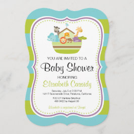 Convite Verde Azul, Chá de fraldas de Arca do Noé Convidad