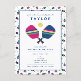 Convite Verde Azul para o Partido do Pickleball