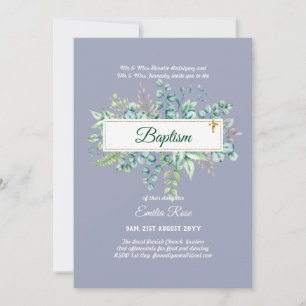 Convite Verde Baptism Bautizo Bautismo Christening Invi