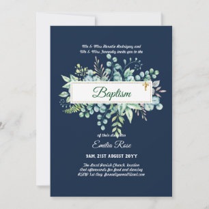 Convite Verde Baptism Bautizo Bautismo Christening Invi