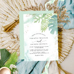 Convite Verde Botânico, Casamento Azul Verde<br><div class="desc">Aprecie seus convidados com este convite de casamento botânico. Prados delicados de cor aquosa em turquesa, aqua, azul empoeirado e matiz verde macia. Pintou água verde no canto direito com folhagem em azul-turquesa-claro, sábio-verde, tons de verde limão e ouro. Detalhes da caligrafia moderna. O ouro da afinidade é um embelezamento....</div>