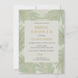 Convite Verde Botânico Dourado Chá de panela Moderno