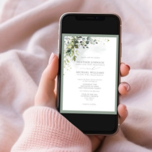 Convite Verde Botânico Formal Aquarela Floral