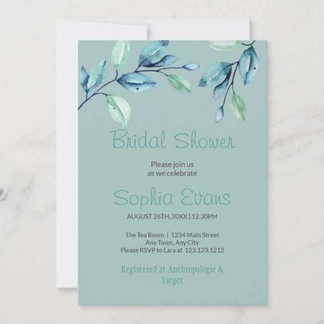 Convite Verde Botânico Moderno Deixa Chá de panela Verde (Frente)