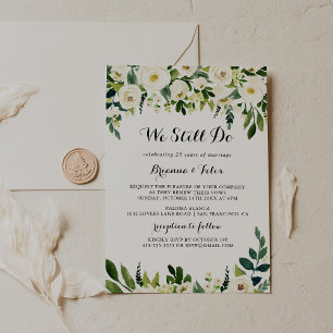 Convite Verde Branco Floral Ainda Fazemos Renovação De V