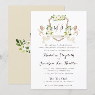 Convite Verde-Branco-Floral Cesto de Marfim Elegante
