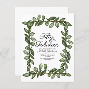 Convite Verde Cobra d'água deixa branco Dourado 50º aniver