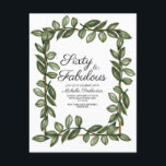 Convite Verde Cobra d'água deixa branco Dourado 60º aniver<br><div class="desc">Folhas de aquarela botânica bonita e elegante em um convite de aniversário branco Sessenta e Fabuloso / 60º com sotaques dourados.</div>