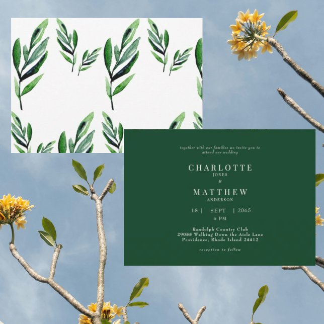 Convite Verde Contemporâneo Sem Casamento de Pais (Criador carregado)