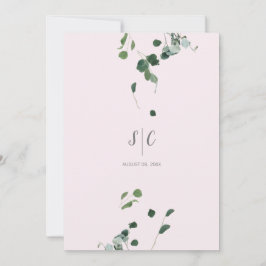 Convite Verde-Cor-de-Rosa Esbranquiçado Deixa Eucalipto Bo