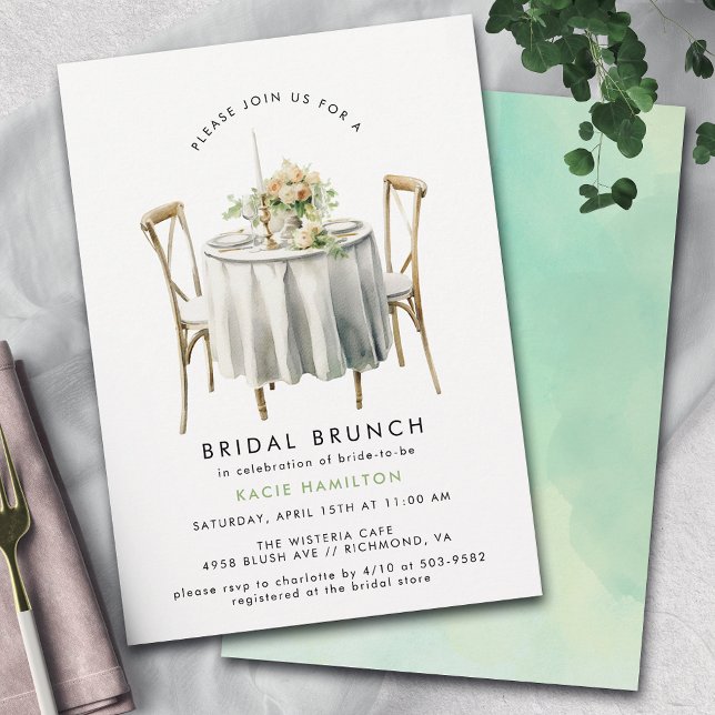 Convite Verde de Aquarela | Cute Modern Bridal Brunch (Criador carregado)