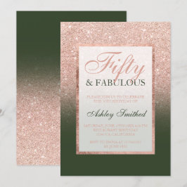 Convite Verde de caçador cor-de-rosa 50 do brilho do ouro
