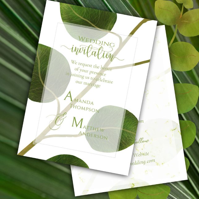 Convite Verde de Casamento (Chic Green Wedding Invitation Card. )