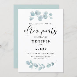 Convite Verde de cor d'água minimalista após festa