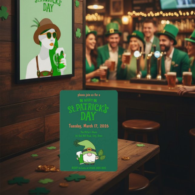 Convite Verde de Gnome do Dia de São Patrício (Criador carregado)