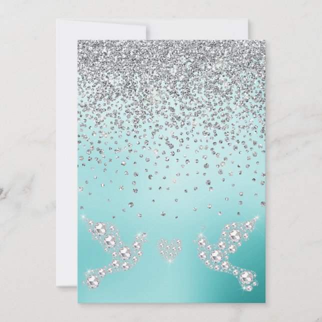 Convite verde de hortelã de casamento de cristal novo (Frente)