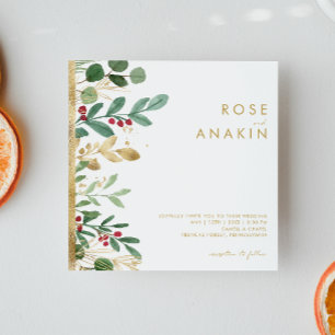 Convite Verde de Natal Moderno   Casamento quadrado branco
