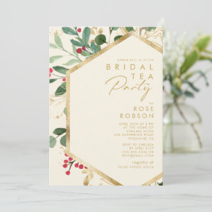 Convite Verde de Natal Moderno Cream Bridal Tea Party