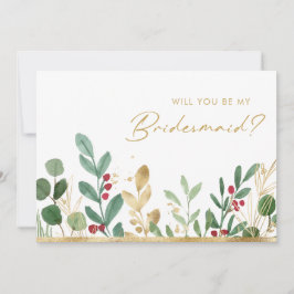 Convite Verde de Natal Moderno | Proposta Bridesmaid