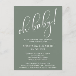 Convite Verde de Sage do Chá de fraldas Modern Scr
