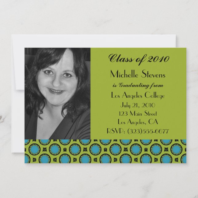 Convite verde de turquesa da graduação (Frente)